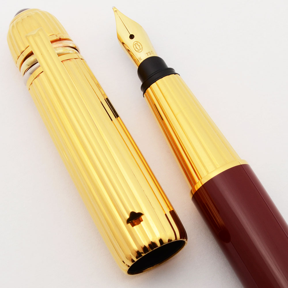 Pasha de Cartier Fountain Pen (1989) - Dark Red Barrel, Gold